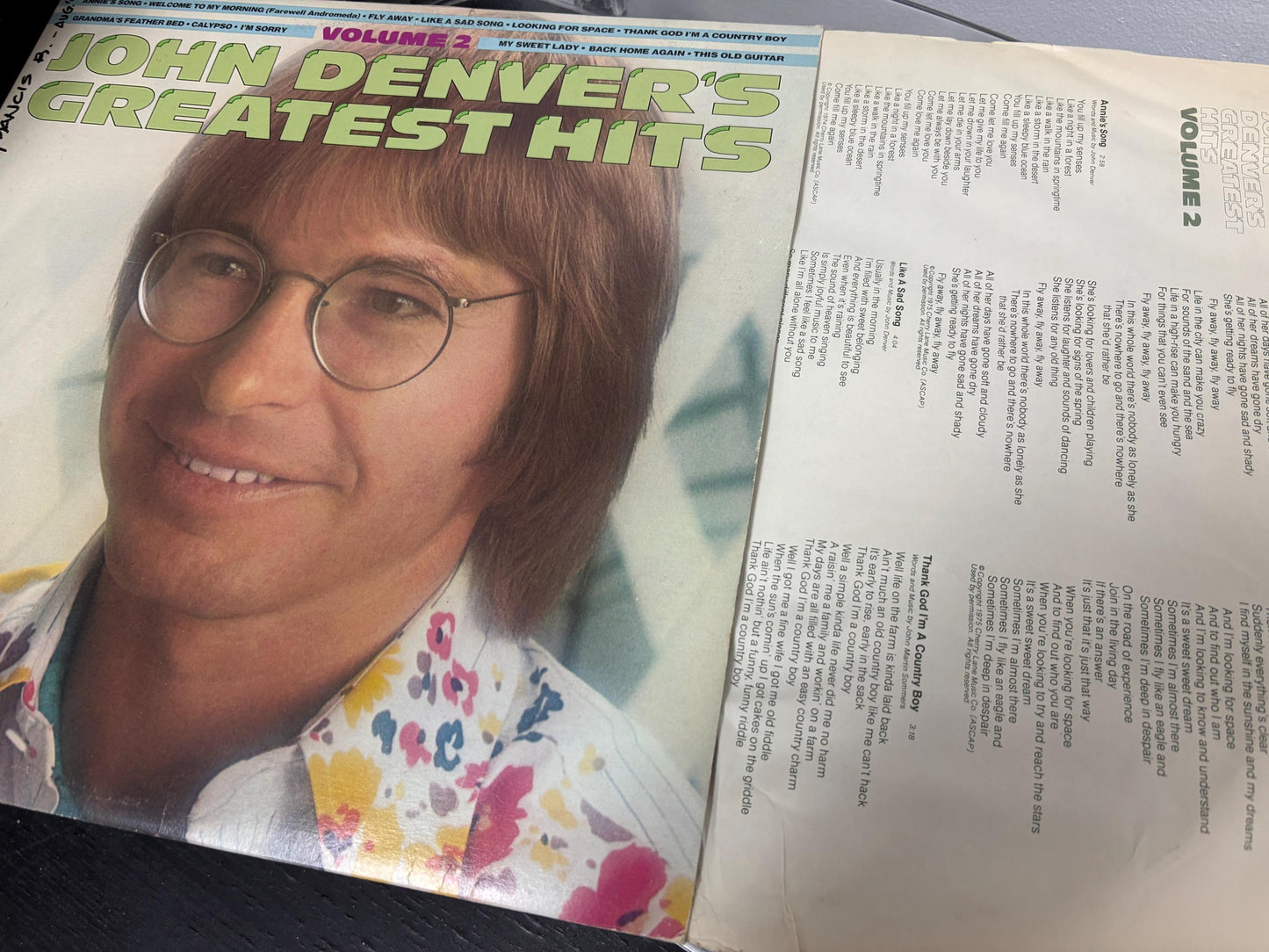 John Denver – John Denver's Greatest Hits, Volume (Vinyl)